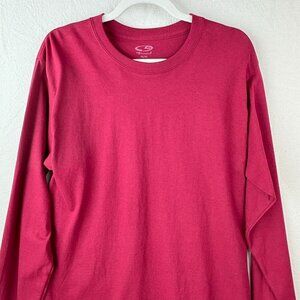 C9 Champion T Shirt DARK Red Mens M Long Sleeve Crew Tee Adult Medium